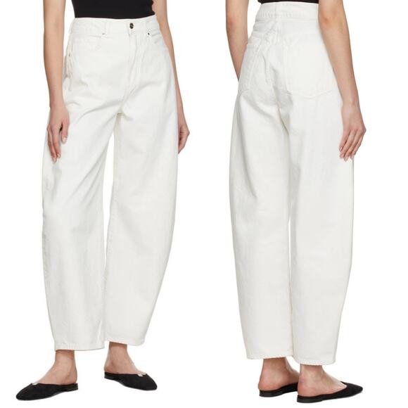 Goldsign The Bell Pearl White Barrel Leg High Rise Jeans Women’s 28 - Picture 1 of 15